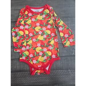 Target Lunar New Year Baby Bodysuit, 18 M - Red Fruit  Flowers Long Sleeve NWT